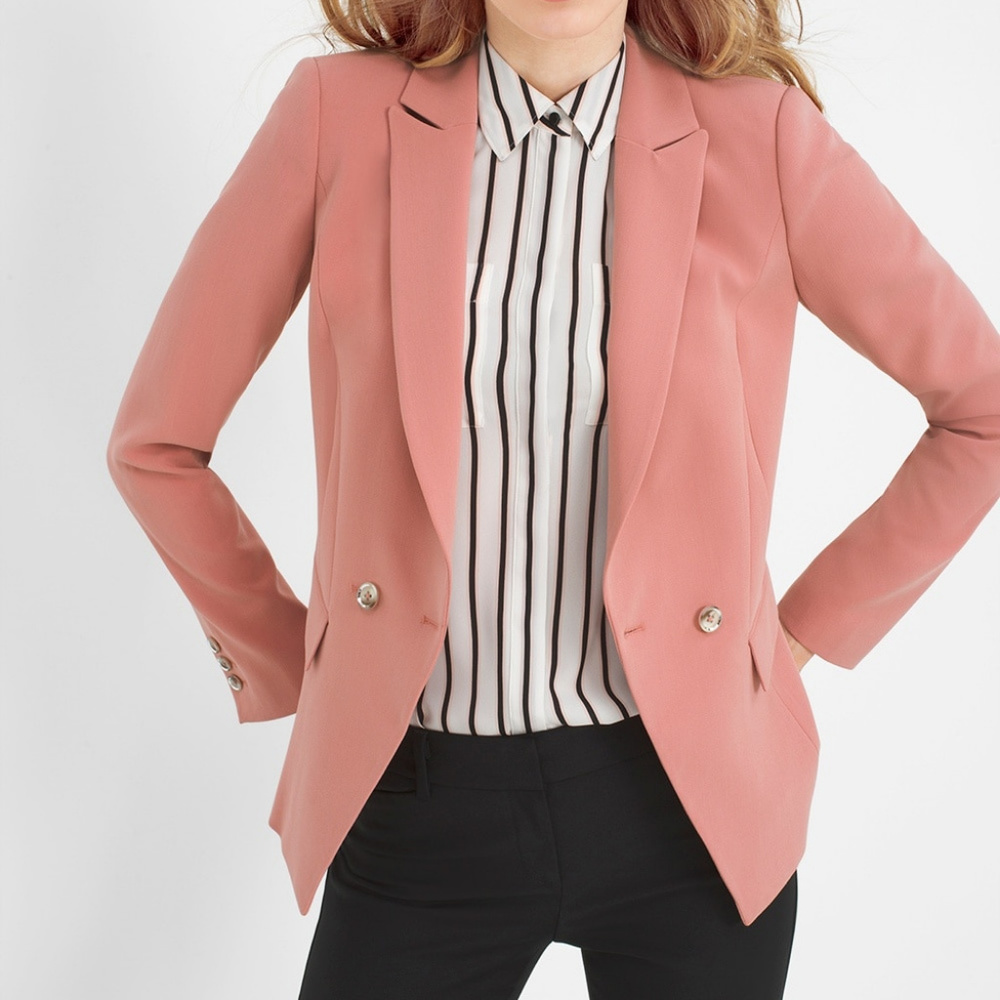 NWT WH|BM Blush Double-Breasted Blazer, Size 12